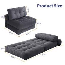 Foldable Sofa Bed, Extendable Armchair With Cushions, Mattress With Back Support, Portable Sofa Bed, Comfortable Floor Sofa For Living Room And Bedroom - 深灰色 - 查看 2