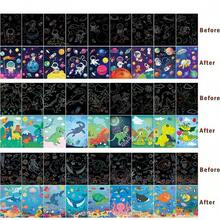 Juego de pintura para rayar para niños, colores mágicos del arco iris, pintura artística para rascar, libros de tarjetas, plantilla de educación temprana, juguetes de dibujo para chico - Príncipe Princesa - Ver 2