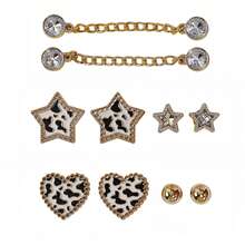 10pcs Shoe Decoration DIY Charms Fashion Versatile Leopard Print Heart Star, Rhinestone Chain Personalized Slipper Decor Buckle Suitable For EVA Beach Shoes, Sandals, Removable Shoe Surface Decoration, Girls' Accessories, Holiday Gift - Multicolor - View 11