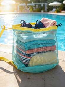 1pc Large Capacity Beach Bag, Mesh Bag For Water Play, Sand Digging Tool Shovel Set, Outdoor Swimming Storage - Multicolor - View 2