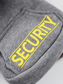 1件寵物衣服，狗/貓服飾，小型犬/幼犬可愛舒適連帽衫系列，黃色「SECURITY+」連帽口袋運動衫 - 灰燼灰 - 灰色 - 查看 6