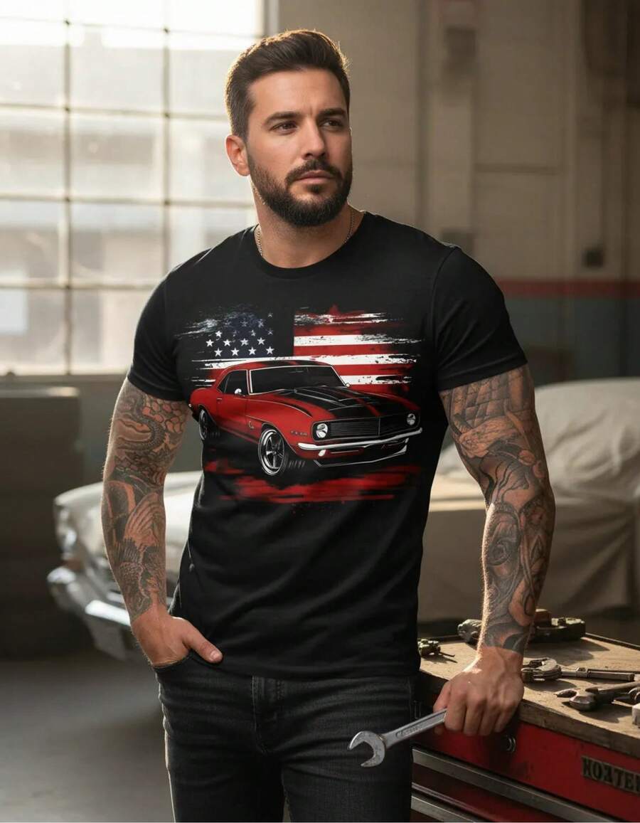 Camiseta De Manga Corta Impresa En 3d - Negro - Ver 1