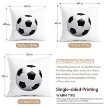 4pcs/Set Football Themed Pillow Cover, Single-Sided Printed Cushion Cover, Suitable For Living Room, Bedroom, Home Decor, All Seasons - Multicolor - View 3