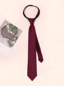 Black Zipper Tie Fashion Plaid Zipper Multifunctional Daily Casual Commute Unisex Accessory Ins Style - Burgundy - View 1