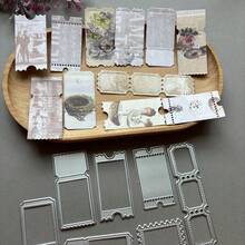 1 Set Cetakan Pemotong Perangko Vintage, Seri Retro, Templat Stiker Label, Cetakan Kertas Kerajinan Embossing, Cetakan Pemotong Kreatif, Cetakan Kertas Embossing untuk Kartu, Album, Kerajinan, Scrapbooking DIY, Pembuatan Hadiah Buatan Tangan - perangko - View 6
