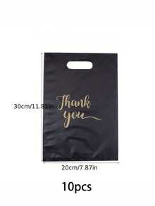 150pcs Black Plastic Gift Bags With "Thank You" Design - Durable, Fashionable, Reusable, 3 Sizes (Small, Medium, Large), Suitable For Retail Or Gift Shop Packaging, Gift Bags, Gift Wrapping, Fashion Packaging, Sturdy And Durable - Black Thank You Gift Bag Set - View 12