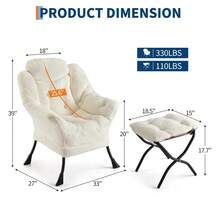 Sillón lounge moderno con otomana – Estructura metálica resistente – Respaldo reclinable, reposapiés plegable y cojín extraíble – Tapizado suave ideal para sala, dormitorio u oficina - A - Ver 4