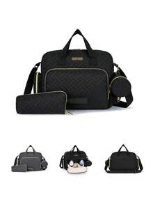 Juego de 3 piezas de bolso para pañales de gran capacidad con estilo acolchado, bandolera & mano - multicolor - Ver 2