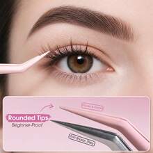 Non-Stick Bent Tip Eyelash Tweezers Artistic Style - High Precision Eyelash Applicator, No Residue, Suitable For Beginners Makeup Tool - Multicolor - View 5