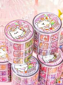 GO!! 超市膠帶 Ins 彩色裝飾小花紋 PET 剪貼簿膠帶,可愛創意零食裝飾 DIY 手帳貼紙 - 圓形 - 查看 6