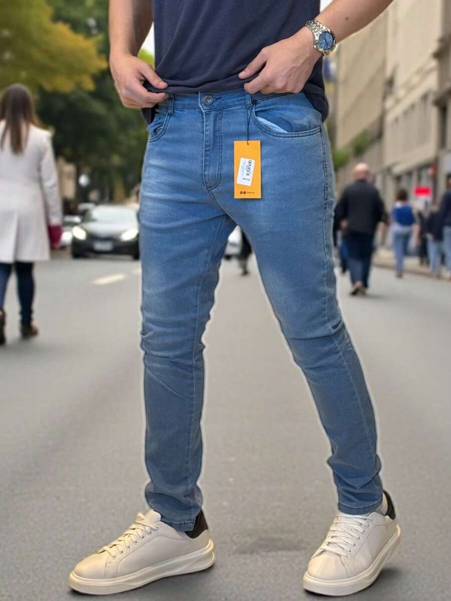 Men's Slim Fit Denim Jeans With Elastane And Lycra - 阿祖爾巴哈馬 - 查看 1