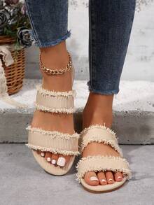 Women's Flat Beach Sandals, New Summer Casual Sandals - Beige - View 1