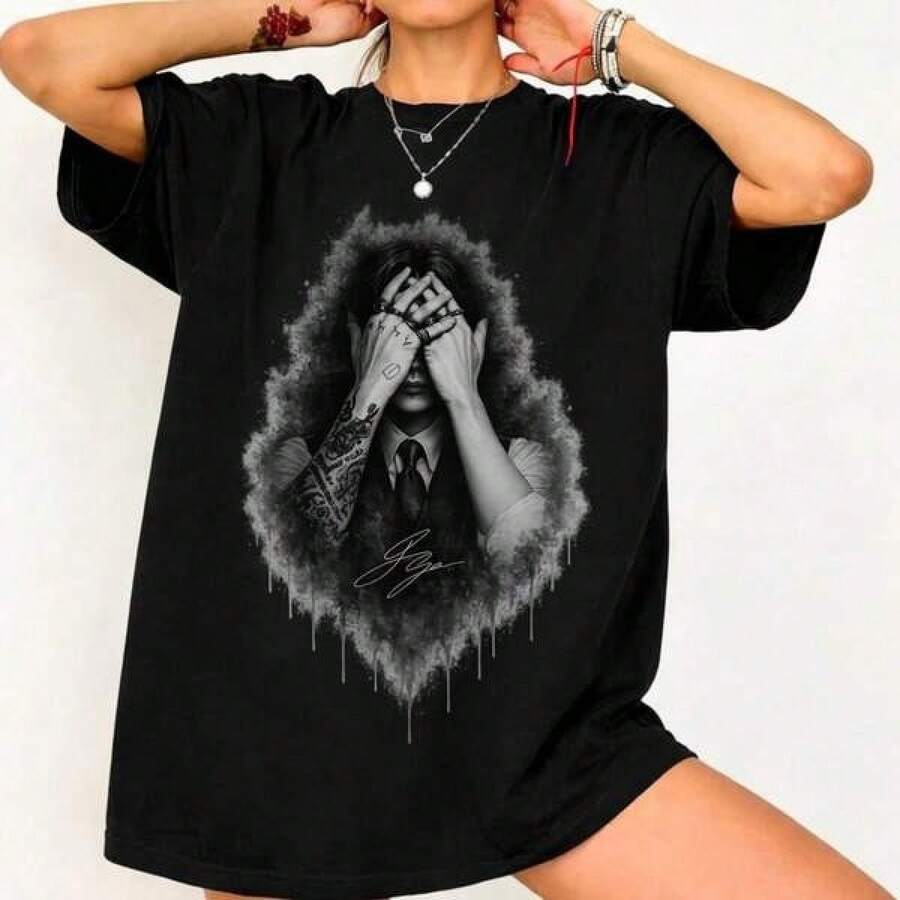 Camisetas de algodón para hombre, Camiseta de Jungkook JJK con diseño de manos sobre la cara - Arte estético oscuro, Camiseta oversize estilo tatuaje de Jungkook de , Lavable a máquina, Ropa casual cómoda para exteriores, Camiseta casual con estampado gráfico de moda, Camiseta de corte relajado, Camiseta unisex, Hecha de algodón puro. - Negro - Ver 1