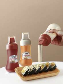 1pc Kitchen Squeeze Sauce Bottle With Dust Cover, Salad Dressing, Ketchup Seasoning Bottle, 5-Hole Squeeze Sauce Bottle, Multi-Functional Kitchen Tool - Multicolor - View 2