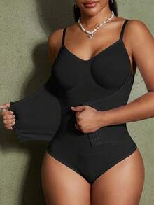 Women's Fashion Waist Shaping Slightly Adjustable Single-Breasted Bodysuit - Fully Envelops Fat To Create A Perfect Figure - Black - View 3