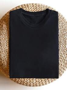 Women's Modern And Breathable T-Shirt With Psalm 23 Bible Verse Print, Round Neck, Short Sleeve, Lightweight, White With Green Letters For Casual Outdoor Wear - Washable - 黑色 - 查看 3