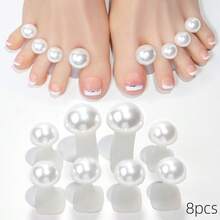 Set Of 8 Cute Nail Separators - Unscented Gel Pads, Used To Separate Nails, Providing Tools For Healthy Nail Growth During Nail Trimming, And Offering Beautiful Nail Decoration, Providing Long-Lasting Decorative Effects For Manicures - White - View 4