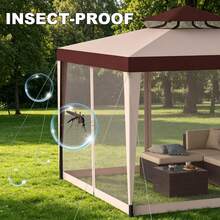 Patio Gazebo, Double Roof Canopy Tent With Mosquito Netting, Easy Setup Outdoor Shelter For Backyard, Garden & Poolside - A - View 2
