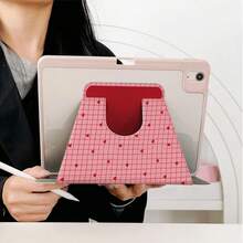 1 buah Casing Pelindung Tablet yang Dapat Diputar 360°, Motif Kotak-kotak Merah & Hati, Dengan Slot Pena, Penutup Penyangga Magnetik Multi-Sudut, Mendukung Fungsi Tidur/Bangun Otomatis, Kompatibel dengan iPad PRO/AIR, Pad 5/6/7, Pad, Matepad, Pad, Honor Pad, Xiaoxin Pad - MultiWarna - View 4