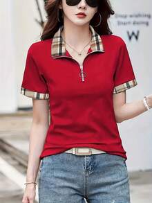 Fashionable Casual Top For Women - [紅色的] - 查看 3