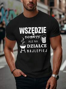Chemise d'été légère et décontractée avec une expression polonaise amusante sur la bière, pour hommes, avec une coupe régulière et lavable en machine. - Noir - Voir 1