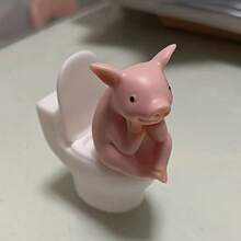 1pc Creative Pig Frog Toilet Hook And Loop No-Drill Poop Buddy Small Ornament Cute Companion Gift (Random Color) - Multicolor - View 2