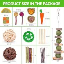 Bunny Teys For Rabbits Hamster/Guinea Pig Toys Natural Timothy Hay Sticks Chew Treats And Balls For Rabbit, Bunny, Chinehila, Guirea Pig, Hamster, Rabbit Teeth Care - 24PackSet - View 6