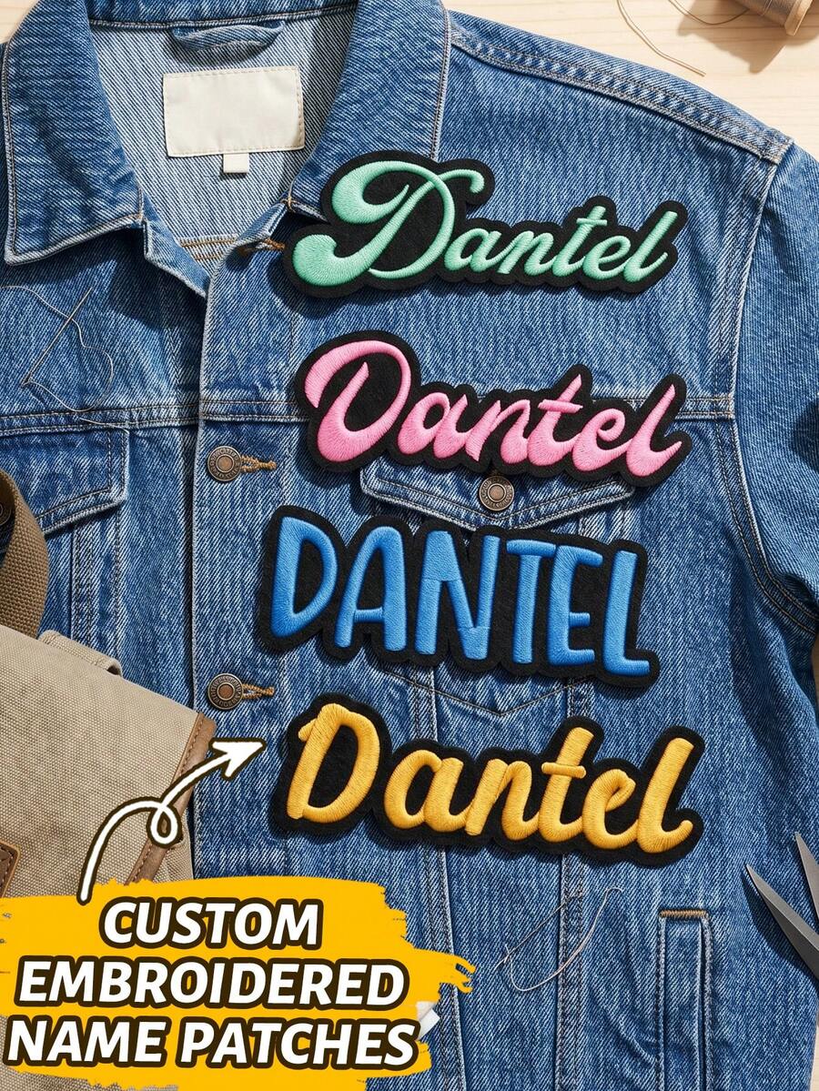 Custom Embroidered Name Patch Sticker, Personalized Letter Patch Badge For Jackets Backpacks Hats Tote Bags, Customized Fashion Name Label Decor, Customizable Aesthetic Text Patch, Street Style Clothing Accessory,Name ,Creative Gift Idea - Style a - View 1