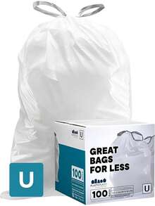 NEW 2026 Custom Fit Trash Bags, Compatible With Simplehuman Code U (Count) White Drawstring Garbage Liners 14.5-21 Gallon/ 55-80 Liter 26.5x 32 - C - 查看 2