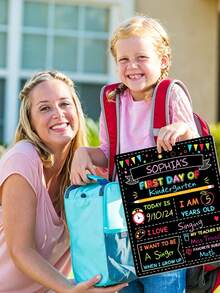 1/2Pcs Double-Sided First Day Of School Sign Board, 12 * 10 Inches Back To School Sign, Reusable Color Painting First And Last Day Of Preschool Board - Multicolor - View 4