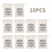 10pcs Beige Spanish Wedding Party Hangover Recovery Kit Drawstring Bags, Party Favor Packaging Gifts - Beige - View 7