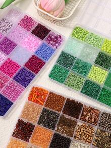 1 Box Of Rice Beads, Tube Beads,And Cat Eye Round Beads Combination Set, DIY Craft Beads Box Set - Pack Suitable For Jewelry Making,120g/Box,Small & Beads With Mixed Colors & Styles, For Earring Crafting, Rich Variety For Making Supplies,24-Grid Storage Box/Jewelry Making Kit/Loose Beads For Bracelets/Necklaces Crafts - Box - View 6