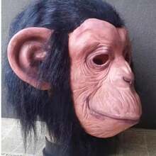 Rubber Black Furry Monkey Face Latex Ape Mask Gorilla Mask Funny Animal Full Face Head Cover Halloween Cosplay Prop, Christmas - Chimpanzees - View 9