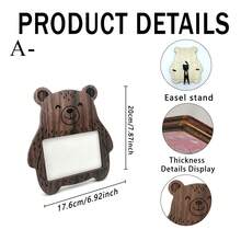 1PC Cartoon Frog & Bear Wooden Photo Frame, Cute Desktop Decor, Adorable Pet Photo Display Stand - Picture Frame - View 10