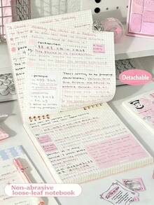 1本高美感筆記本，60張/120頁復古方格頂翻式活頁筆記本，可拆卸活頁紙錯字本備忘墊，學校用品 - 多色 - 查看 6