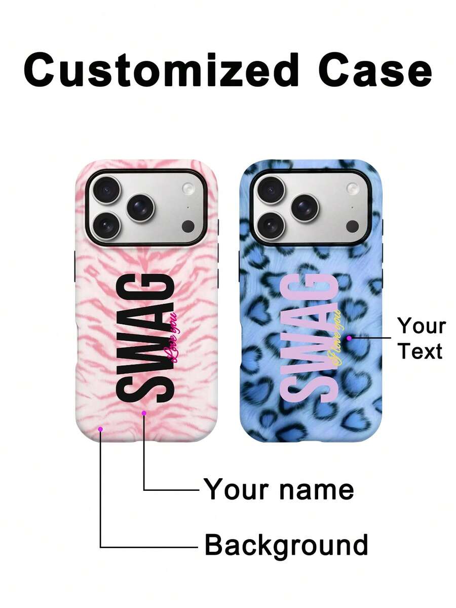 GIIPPA 1 pièce Coque de téléphone personnalisée style vacances avec motif asymétrique et nom, protection de téléphone 2-en-1 en film, compatible avec iPhone 17/16/15, compatible avec Galaxy S26 S25 S24 Ultra/Plus/Fe, cadeau de remise des diplômes, cadeau de vacances, cadeau de la Saint-Valentin, cadeau d'anniversaire - Multicolore - Voir 1