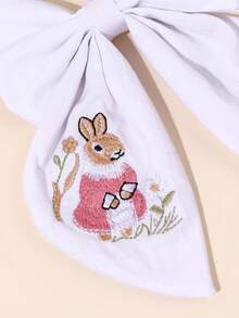 1件 26字母A-Z刺繡髮飾蝴蝶結，可愛兔子花卉蝴蝶結，優雅返校髮夾，甜美兔子髮飾，適用於上學日、教室 - 彩色 - 查看 5