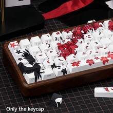 PBT Material Side Engraved Translucent Gradient Keycaps, Sakura Crow & Girl Anime Key Caps Set ,CHERRY Profile Suitable For MX Switches, (Keyboard Not Included) Dye-Sublimation - CHERRY - View 2