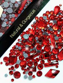 200 piezas de diamante de imitación redondos planos talla grande 20 piezas de diamante de imitación grandes de formas irregulares planos en negro y azul luna cúbica para decoración de uñas - Negro - Ver 13