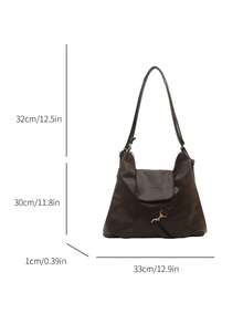 Bolso de mano de estilo punk con remaches de unicolor mate, bolso minimalista de nicho para llevar debajo del brazo, bolso de hombro de gran capacidad y elegante, 2025 - Cafetería - Ver 6
