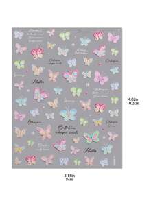 2 piezas Pegatinas de uñas con mariposa y pentagrama estilo Y2K - Calcomanías de uñas 3D en relieve con estrella a cuadros de colores soñadores - Suministros de arte de uñas DIY para primavera/verano, festivales de música, vacaciones - Multicolor - Ver 12