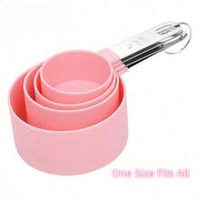 4/5/10pcs Measuring Cup And Spoon Set, Stackable Measuring Cups And Spoons, Nesting Measuring Cups With Stainless Steel Handles, Kitchen Cooking And Baking Tools - Pink - View 12