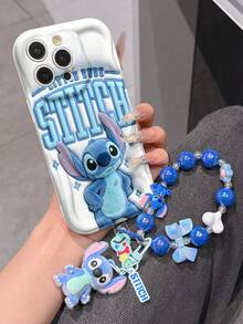 Disney Has Authorized, Phone Case - Chain Set, The Stitch Lilo & Stitch 3D Phone Case Plus A Silicone 3D Stitch Bracelet With Metallic Ring Removable Bracelet, Stitch And Angel Pattern, Compatible With Iphone17/16/15/14/13/12/11/XS/XR/X Plus Pro Max, A Stylish Cartoon Phone Case, The Perfect Gift Choice, Phone Protection, Durable Phone Cover, Great Gift For Friends And Family. - trắng - Xem 4