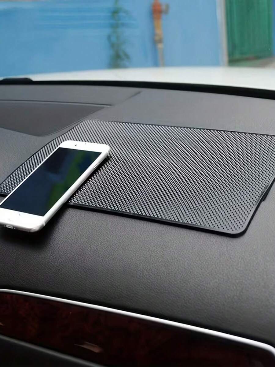 Non-Slip Grip Mat For Car Dashboard Phone Keys Holder Multipurpose Anti-Slip Adhesive Pad Strong Sticky Phone Mount Organizer Car Interior Accessories Storage Solution Dashboard Organizer Pad - Black - View 1
