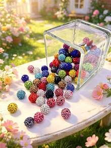 20/50/100pcs Colorful Glass Rhinestone Beads - Mixed Colors, Suitable For DIY Jewelry, Bracelets, Necklaces, Keychains, Party Decorations, Multifunctional Craft Kit With Clay Pen And Earring Hooks For Jewelry Making - Multicolor - View 6