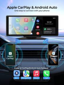 REMAX Display touch screen portatile per auto da 26,1 cm, telecamera di retromarcia HD + telecamera frontale rotante, CarPlay e Android Auto integrati, plug & play, accessori per auto, elementi essenziali per auto, articoli per auto - M53 - Visualizzare 3
