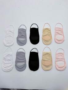1/3/5/10 Pairs Women's Summer Low-Cut Invisible Boat Socks, Non-Slip Thin Short Socks - Multicolor - View 11