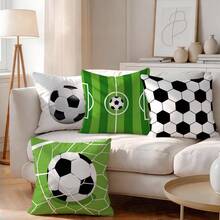 4pcs/Set Football Themed Pillow Cover, Single-Sided Printed Cushion Cover, Suitable For Living Room, Bedroom, Home Decor, All Seasons - Multicolor - View 2