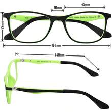 Glasses Computer Eyeglasses Square Frames Anti Strain Reduce - negro/verde - Ver 4