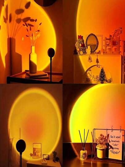 Exquisite LED Sunset Projection Lamp With 360° Rotating LED Night Light, Creates Romantic Sunset Effect / Seven-Color USB Plug-In. Suitable For Photography, Selfies, Parties, Bedroom And Date Decoration.